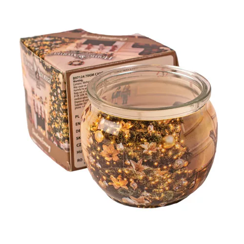 Ajun de Crăciun, lumânare parfumată, pahar