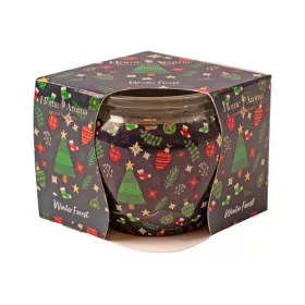 Pădure de iarnă, lumânare parfumată, pahar