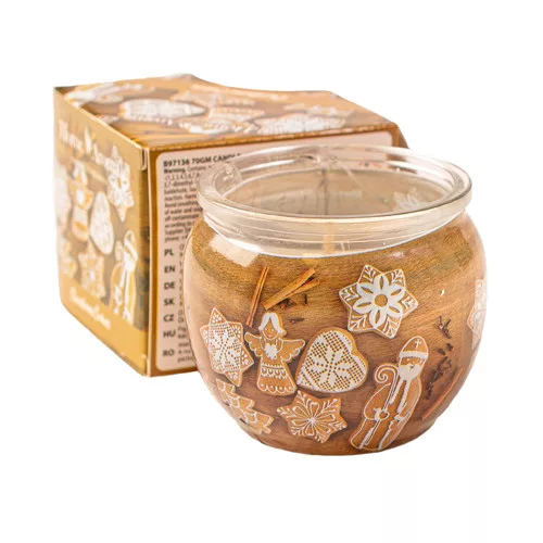 Prăjituri de Crăciun, lumânare parfumată, pahar