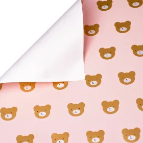 Folie cu ursuleți, rolă 58cm x 10m - Roz