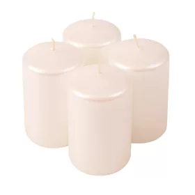   Set lumânări advent cilindrice 8 x 5cm - Sidef metalizat Alb perlat