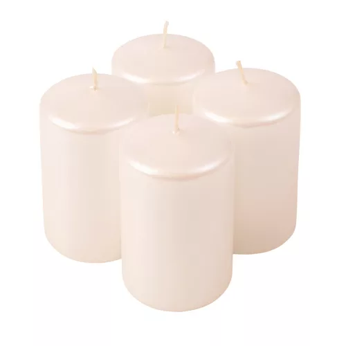 Set lumânări advent cilindrice 8 x 5cm - Sidef metalizat Alb perlat