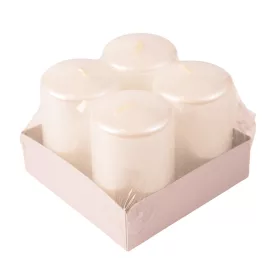   Set lumânări advent cilindrice 8 x 5cm - Sidef metalizat Alb perlat