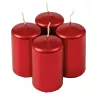 Set lumânări advent cilindrice 8 x 5cm - Roșu metalizat