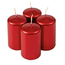 Set lumânări advent cilindrice 8 x 5cm - Roșu metalizat