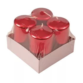 Set lumânări advent cilindrice 8 x 5cm - Roșu metalizat