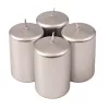 Set lumânări advent cilindrice 8 x 5cm - Argintiu metalizat
