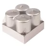 Set lumânări advent cilindrice 8 x 5cm - Argintiu metalizat