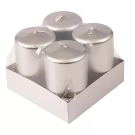   Set lumânări advent cilindrice 8 x 5cm - Argintiu metalizat