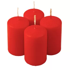 Set lumânări advent cilindrice 8 x 5cm - Roșu mat