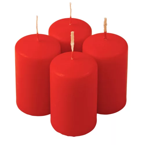 Set lumânări advent cilindrice 8 x 5cm - Roșu mat