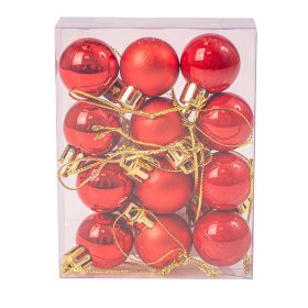 12 buc. set globuri de Crăciun 2.5cm - Roșu