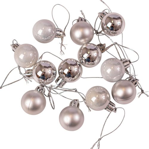12 buc. set globuri de Crăciun 2.5cm - Argintiu