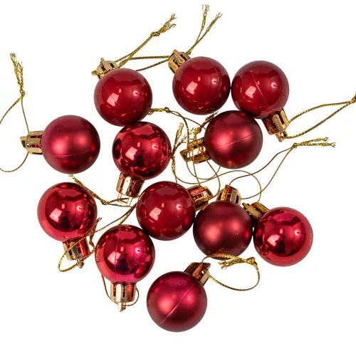 12 buc. set globuri de Crăciun 2.5cm - Bordo