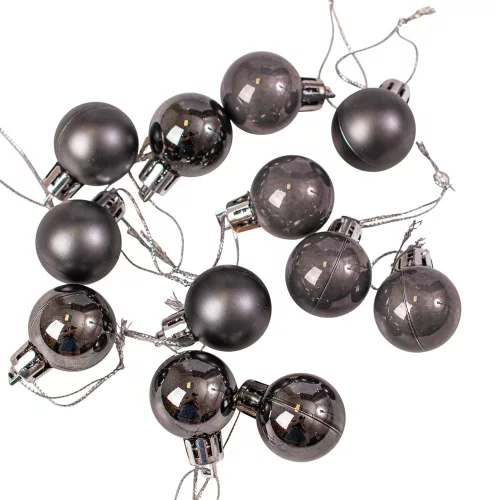 12 buc. set globuri de Crăciun 2.5cm - Grafit