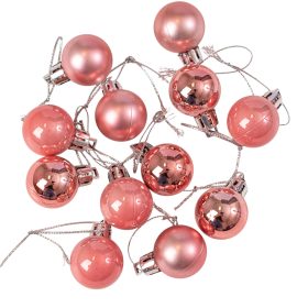 12 buc. set globuri de Crăciun 2.5cm - Roz Coral