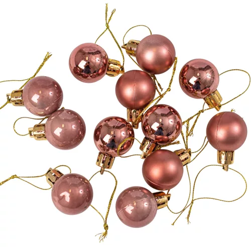 12 buc. set globuri de Crăciun 2.5cm - Rose Gold