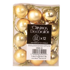 12 buc. set globuri de Crăciun 2.5cm - Auriu