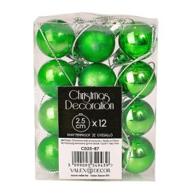 12 buc. set globuri de Crăciun 2.5cm - Verde