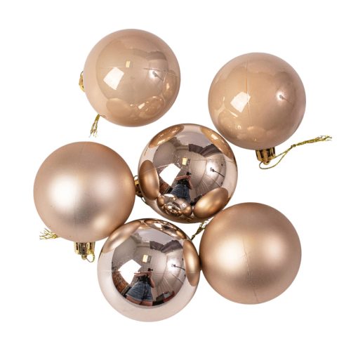 6 buc. set globuri de Crăciun 6cm - Șampanie
