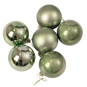 6 buc. set globuri de Crăciun 6cm - Verde Deschis