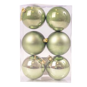 6 buc. set globuri de Crăciun 6cm - Verde Deschis