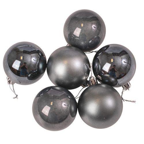 6 buc. set globuri de Crăciun 6cm - Grafit