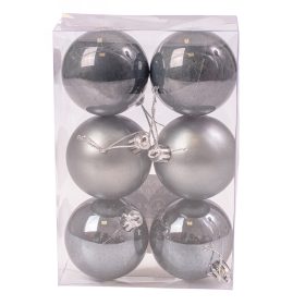 6 buc. set globuri de Crăciun 6cm - Grafit