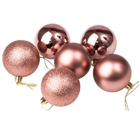 6 buc. set globuri de Crăciun 6cm - Rose Gold