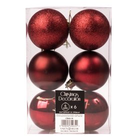 6 buc. set globuri de Crăciun 6cm - Bordo