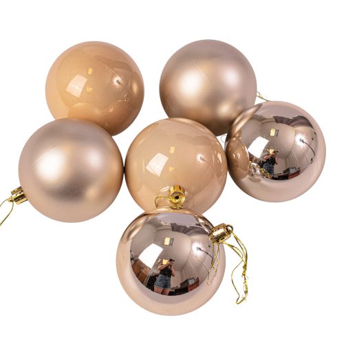 6 buc. set globuri de Crăciun 8cm - Șampanie