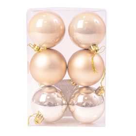 6 buc. set globuri de Crăciun 8cm - Șampanie