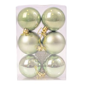 6 buc. set globuri de Crăciun 8cm - Verde Deschis