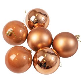 6 buc. set globuri de Crăciun 8cm - Maro Deschis