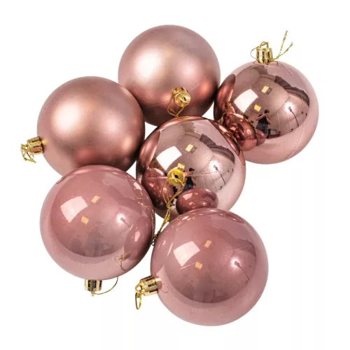 6 buc. set globuri de Crăciun 8cm - Rose Gold