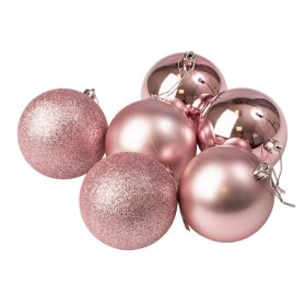 6 buc. set globuri de Crăciun 8cm - Roz
