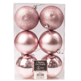 6 buc. set globuri de Crăciun 8cm - Roz