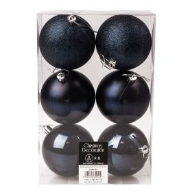 6 buc. set globuri de Crăciun 8cm - Albastru Închis