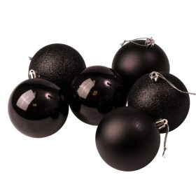 6 buc. set globuri de Crăciun 8cm - Negru