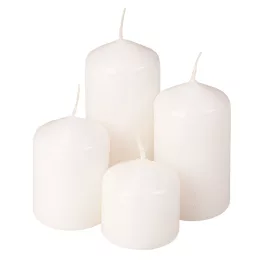   Set lumânări advent cilindrice în trepte, Ø40 x 40/55/70/85mm - Lucios Alb
