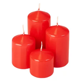   Set lumânări advent cilindrice în trepte, Ø40 x 40/55/70/85mm - Lucios Roșu