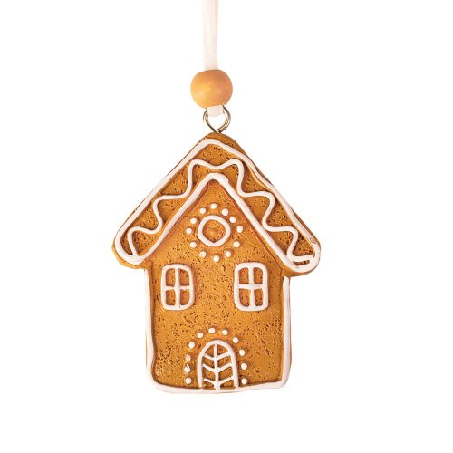 Decor căsuță turtă dulce polirășină 5 x 6cm pentru utilizare creativă sau pentru bradul de Crăciun