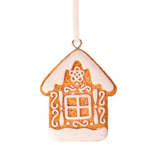 Decor căsuță turtă dulce polirășină 5 x 6cm pentru utilizare creativă sau pentru bradul de Crăciun