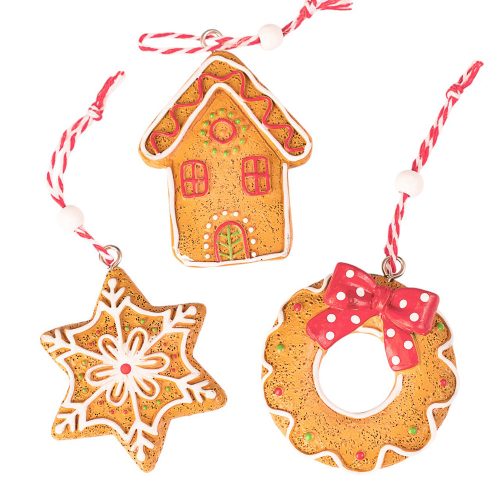 Set decor turtă dulce polirășină 6 x 5cm pentru utilizare creativă sau pentru bradul de Crăciun