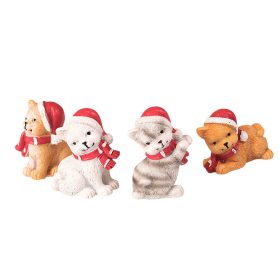   Set decorațiuni cu pisicuțe, 4 buc, 3.5 x 5 x 3cm, polirezina