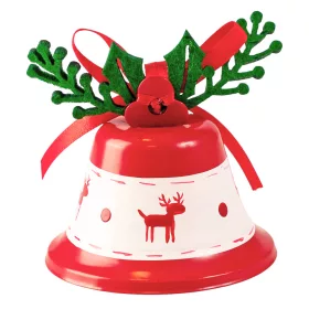 Clopoțel Crăciun, 7.5 x 7.5cm - Alb/Roșu