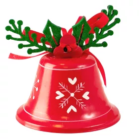Clopoțel Crăciun, 7.5 x 7.5cm - Roșu