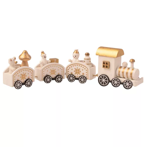 Locomotivă Crăciun, trenuleț 20 x 5 x 2.5cm - Alb