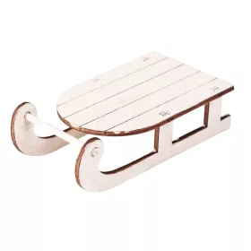 Decorațiune sanie, lemn, 5 x 9cm - Alb