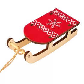 Decorațiune sanie, lemn, 5.5 x 3.5 x 12.5cm - Roșu